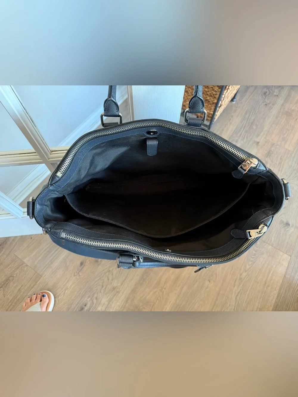 Coach Black Pebble Leather Briefcase/Computer bag with ID Tag